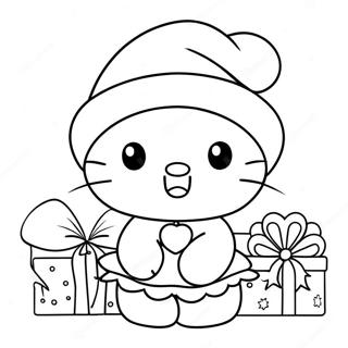 Festlig Hello Kitty Med Nisselue Fargeleggingsside 124123-58369