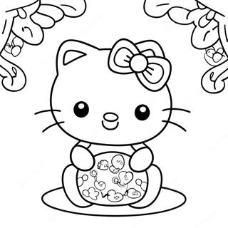 Gledelig Hello Kitty Dekorere Ornamenter Fargeleggingsside 124124-58284