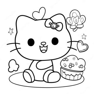 Gledelig Hello Kitty Dekorere Ornamenter Fargeleggingsside 124124-58376