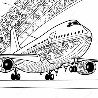 Detaljert 747 Fly Sidevisning Fargeleggingsside 124175 58410