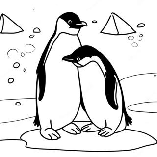 Lekende Pingviner Pa Isen Fargeleggingsside 12463-1239
