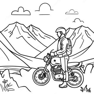 Fargerikt Fjellandskap Med Syklist Fargeleggingsside 125954-59789