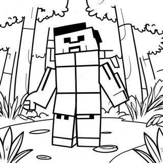Minecraft Steve I En Skog Fargeleggingsside 126240-60020