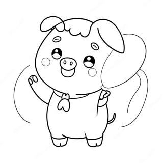 Sot Kawaii Gris Som Holder En Ballong Fargeleggingsside 127709-61283