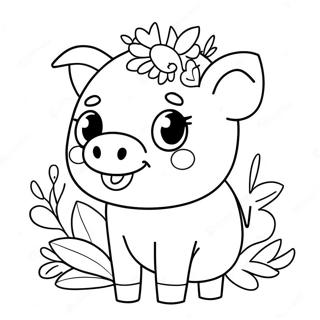 Lekende Kawaii Gris Med Blomsterkrone Fargeleggingsside 127710-61286