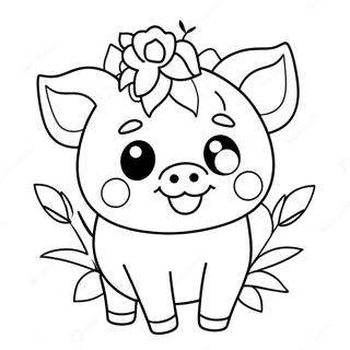 Kawaii Søt Gris Fargeleggingsark