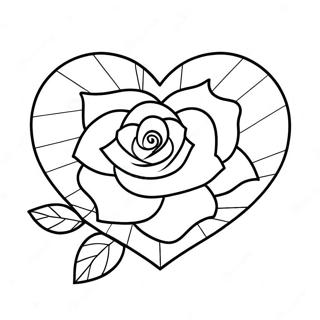 Kjærlighet Hjerte Rose Fargeleggingsark