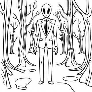 Slender Man Skummel Skog Fargeleggingsside 128995-62274