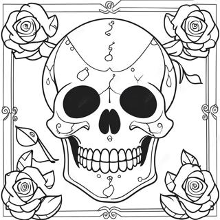 Gothisk Hodeskalle Og Roser Fargeleggingsside 129329 62540