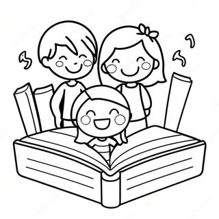 Gledelige Barn Som Leser Fargeleggingsside 130482 63438