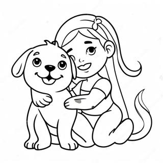 Lekende Store Soster Med En Valp Fargeleggingsside 131309 64084