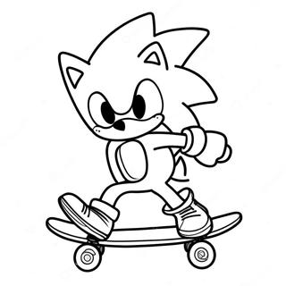 Lekende Kremfarge Sonic Pa Skateboard Fargeleggingsside 131386-64144