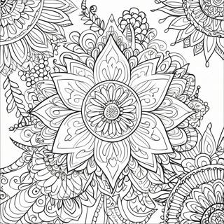 Intrikat Blomster Mandala Fargeleggingsside 131411 64157