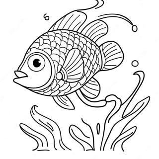 Livlig Bass Svommer Under Vannet Fargeleggingsside 131592-64302