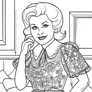 Klassisk Tv Kvinne I Vintagekjole Fargeleggingsside 132540 65036