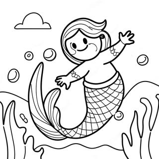 Fargerik Havmann Svommer I Havet Fargeleggingsark 133542-65807