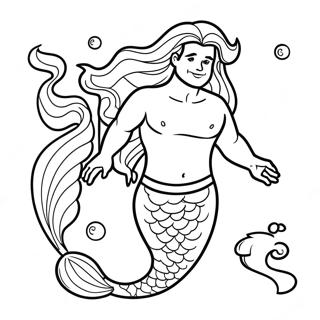 Majestetisk Havmann Med Langt Har Fargeleggingsark 133544-65815