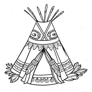 Dekorert Teepee Med Fjaer Fargeleggingsside 133700-65931