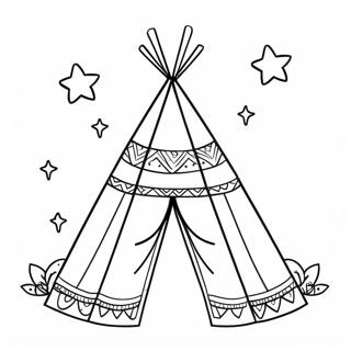 Teepee Under En Stjerneklar Himmel Fargeleggingsside 133701 65933