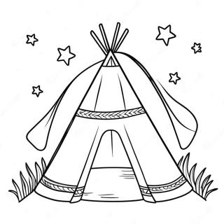 Teepee Under En Stjerneklar Himmel Fargeleggingsside 133701 65936