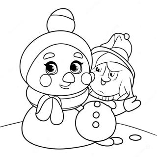 Sot Snoprinsesse Med Vennlig Snomann Fargeleggingsside 134012-66177