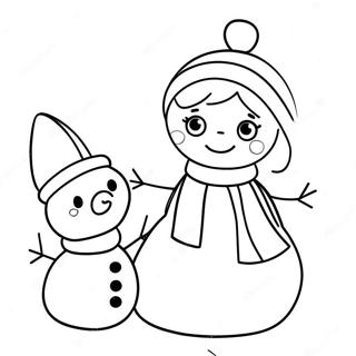 Sot Snoprinsesse Med Vennlig Snomann Fargeleggingsside 134012-66178