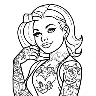 Tattoo Pin Up Jente Fargeleggingsside 135801-67564