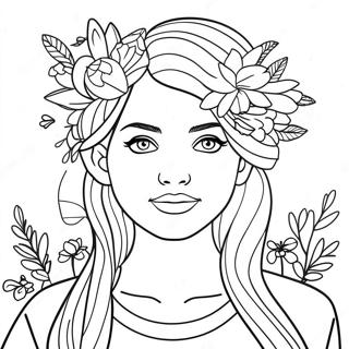 Trendy Tumblr Jente Med Blomster Fargeleggingsside 136595 68194