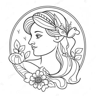 Jomfrusymbol Med Blomster Fargeleggingsside 138056 69477