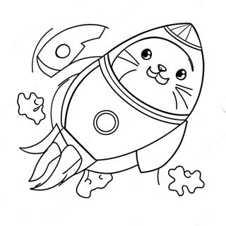 Lekende Romkatt I En Rakett Fargeleggingsside 138849-70103