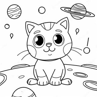 Nysgjerrig Romkatt Utforsker Planeter Fargeleggingsside 138850-70106