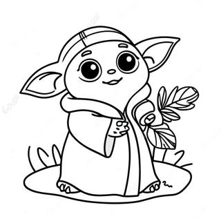 Festlig Baby Yoda Med Juletraer Fargeleggingsside 139643-70726