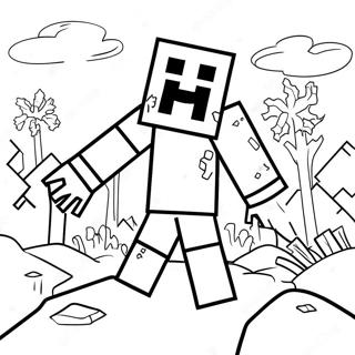 Minecraft Zombie Angriper En Landsby Fargeleggingsside 1455-2221