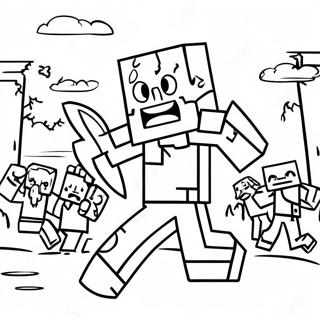 Minecraft Zombie Angriper En Landsby Fargeleggingsside 1455-2223