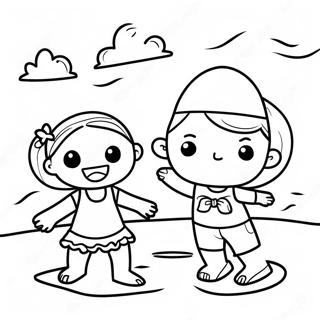 Lekende Barn Pa Stranden Fargeleggingsside 18622-4070