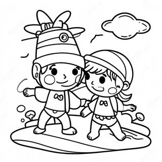 Lekende Barn Pa Stranden Fargeleggingsside 18622-4071