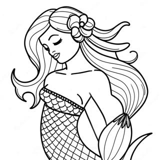 Elegant Havfrue Med Flytende Har Fargeleggingsside 1994-2127