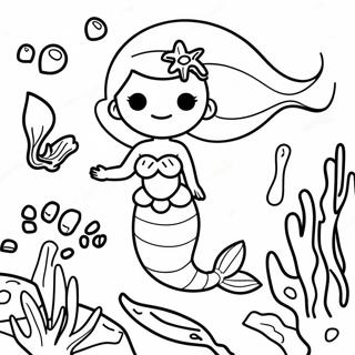 Eventyrlig Havfrue Som Utforsker Et Korallrev Fargeleggingsside 1997-872