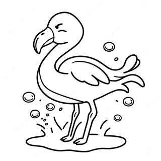 Lekende Flamingo Som Spruter I Vann Fargeleggingsside 25714-5614