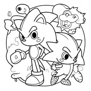 Super Sonic Med Venner Fargeleggingsside 2659-1764