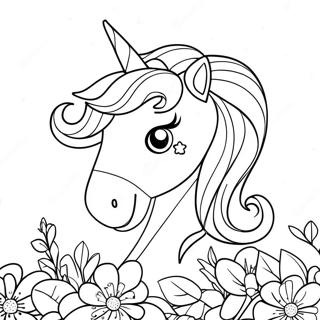 Glitrende Enhjorning Med Blomster Fargeleggingsside 288 175