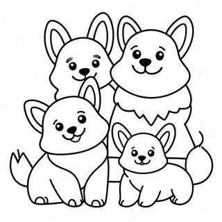 Nydelig Corgi Familie Fargeleggingsside 30127 6566