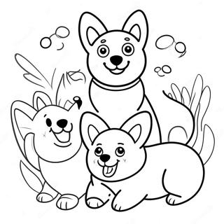 Nydelig Corgi Familie Fargeleggingsside 30127 6568