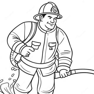 Brannmann Med Slange I Aksjon Fargeleggingsside 30299-6600