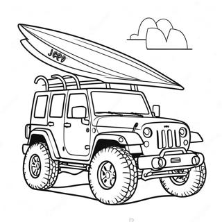 Jeep Med Surfebrett Pa Taket Fargeleggingsside 30815-6728