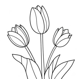 Realistisk Tulipan I Blomstring Fargeleggingsside 33890-7411