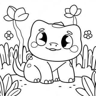 Sot Bulbasaur I En Blomsterhage Fargeleggingsside 34159-7456