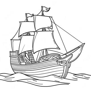 Seilende Piratskip Med Jolly Roger Flagg Fargeleggingsside 37171-8117