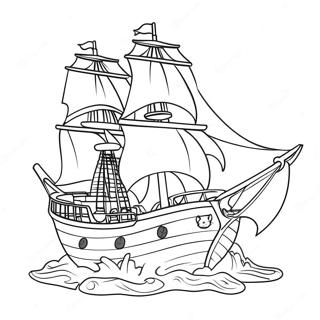 Seilende Piratskip Med Jolly Roger Flagg Fargeleggingsside 37171-8118