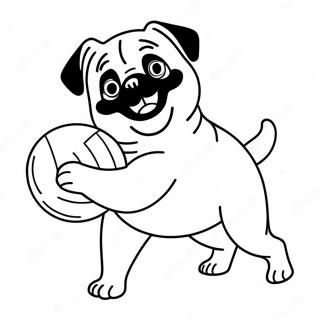 Glad Pug Som Leker Med En Ball Fargeleggingsside 37363-8172